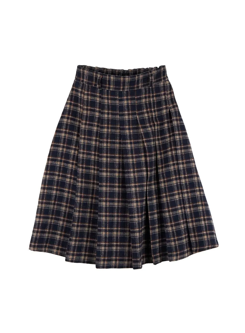 Plaid Wool-Blend Midi Skirt OD412