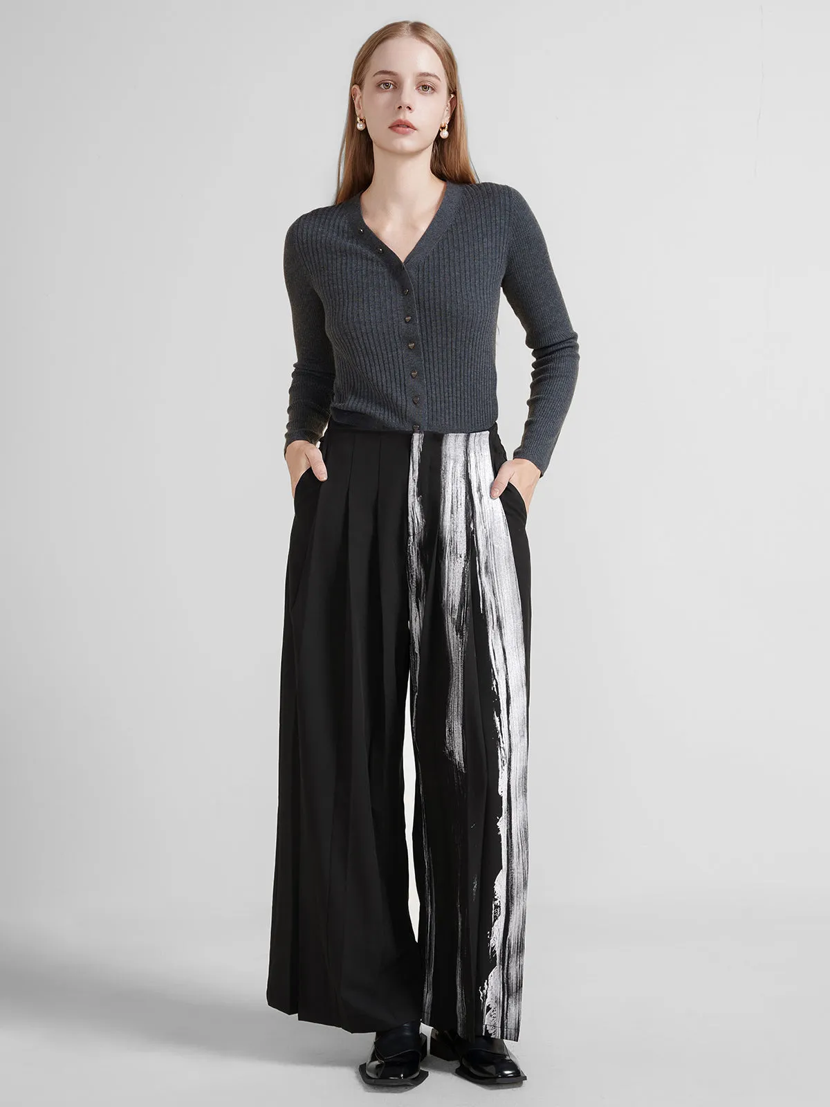 Pleated Wide Leg Pants