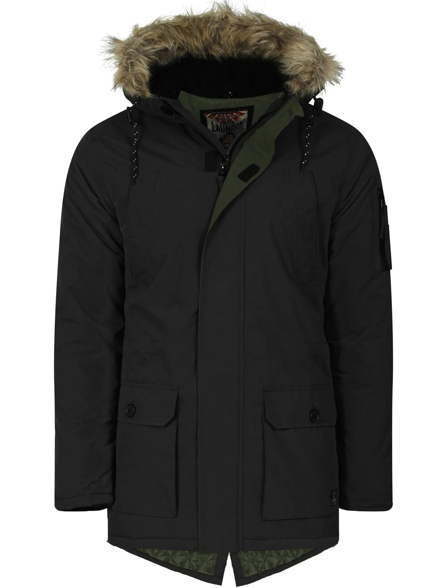 Ponsonby Parka Coat With Fur Trim Hood in Black - Tokyo Laundry