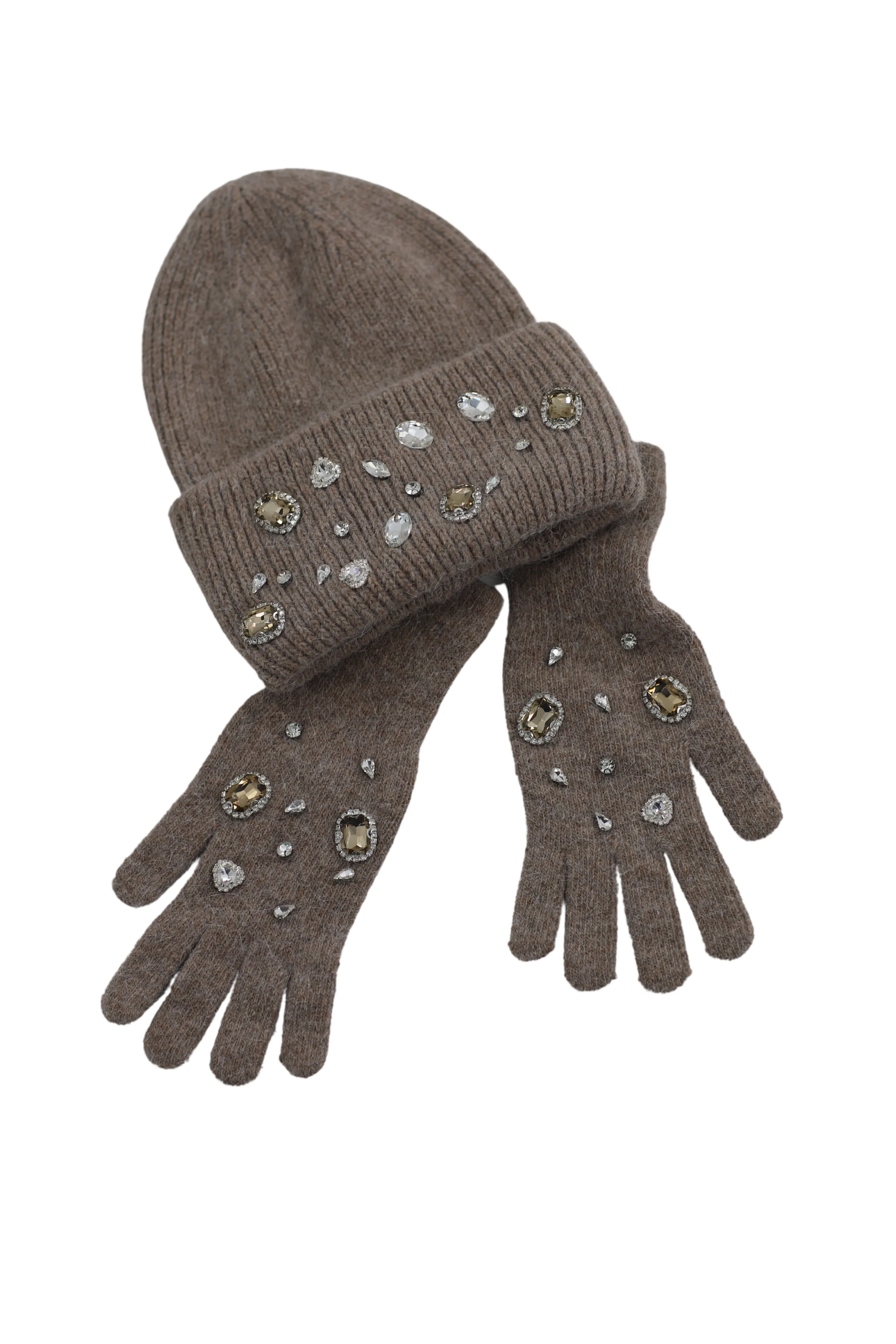 Rhinestone Winter Hat and Glove Set