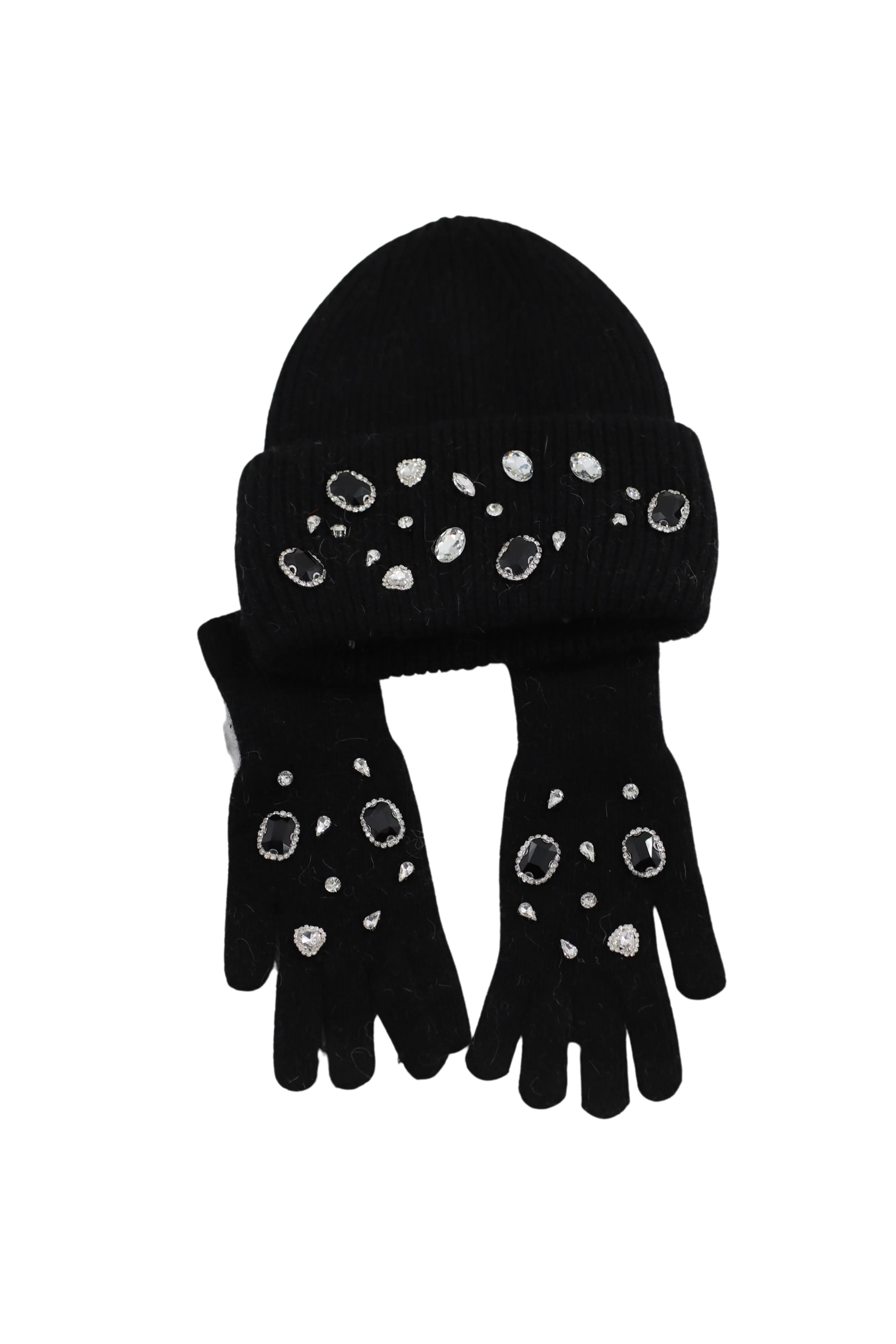 Rhinestone Winter Hat and Glove Set