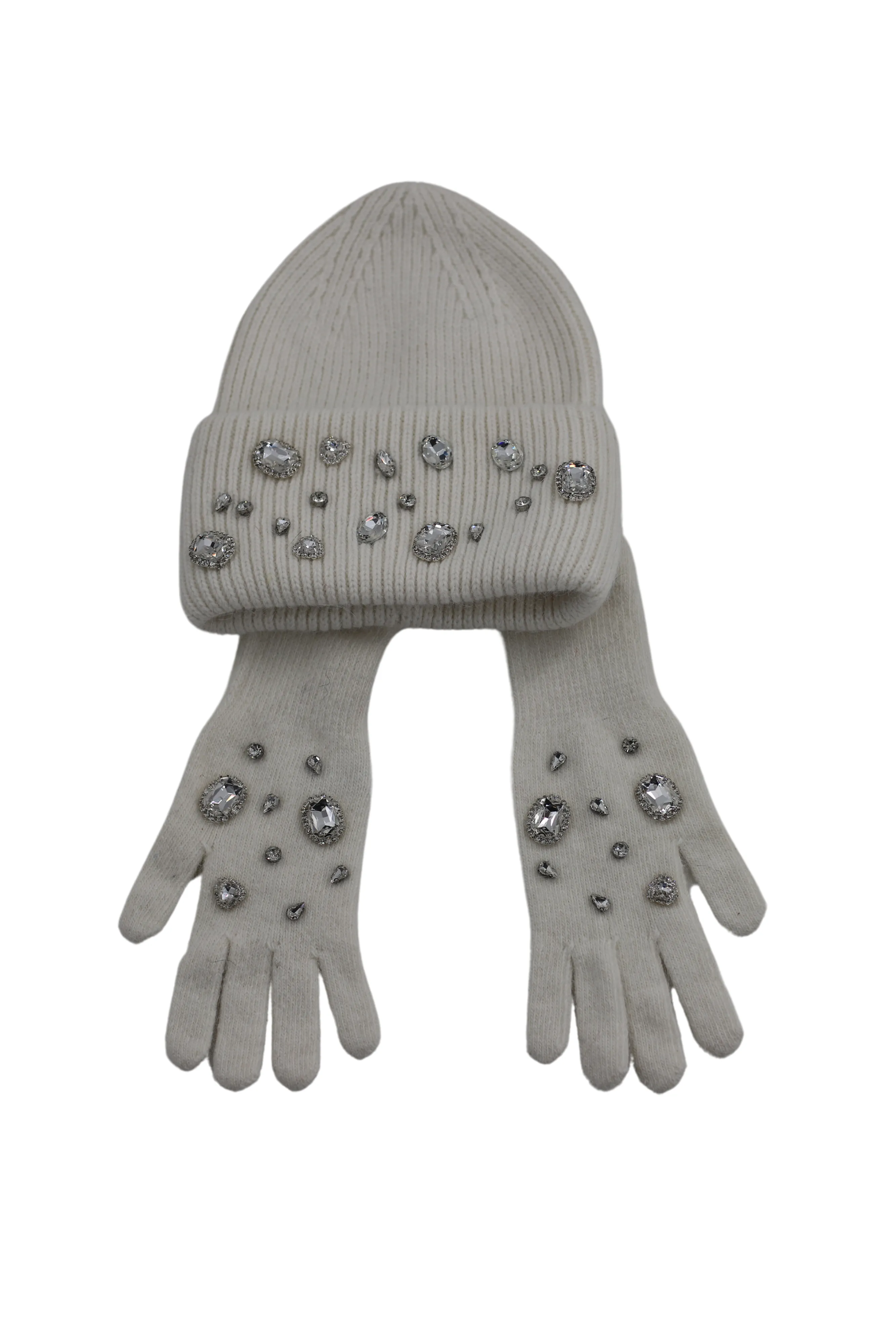 Rhinestone Winter Hat and Glove Set