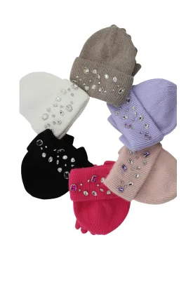 Rhinestone Winter Hat and Glove Set