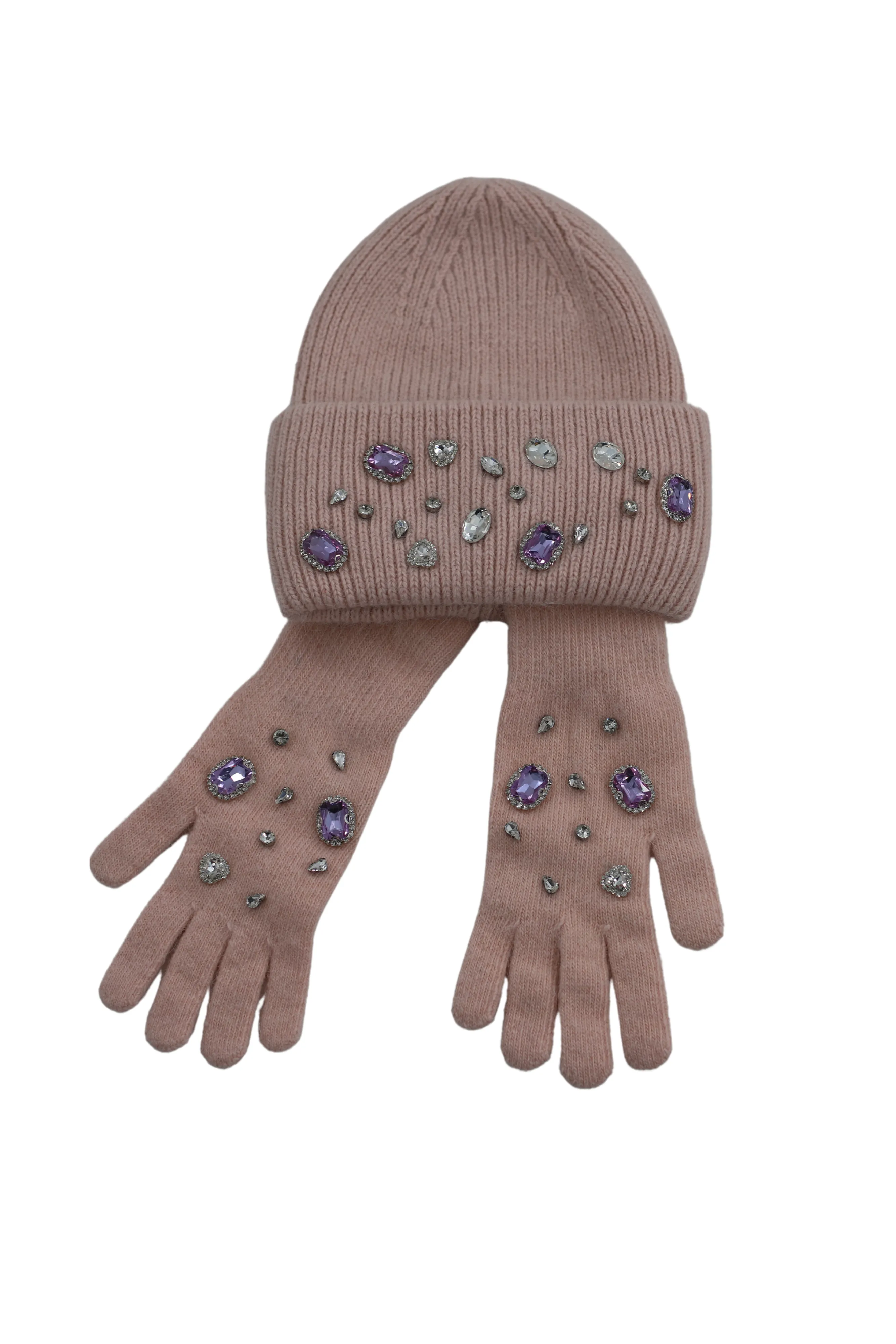 Rhinestone Winter Hat and Glove Set