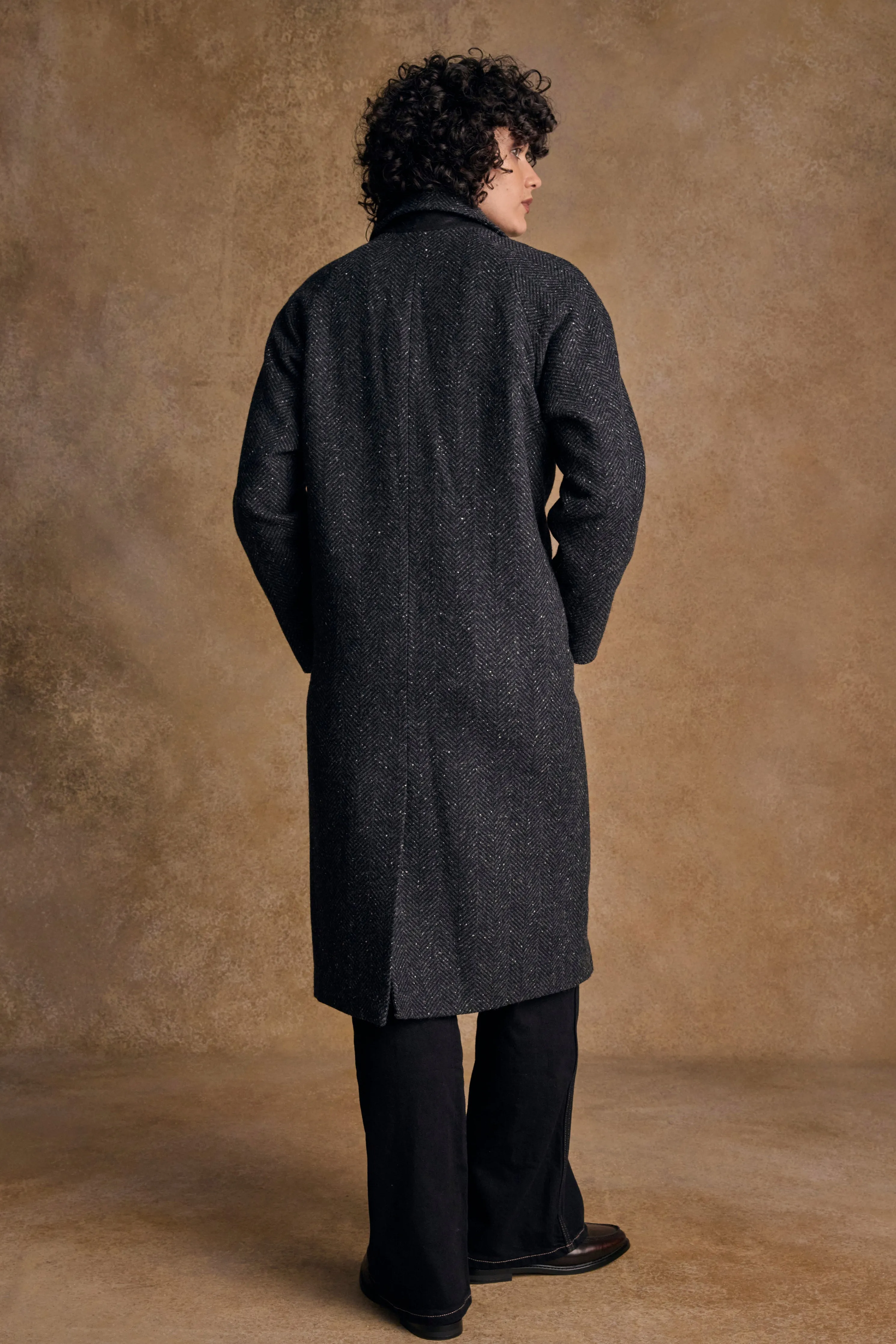 Shauna Tweed Coat - Donegal Wide Grey Herringbone