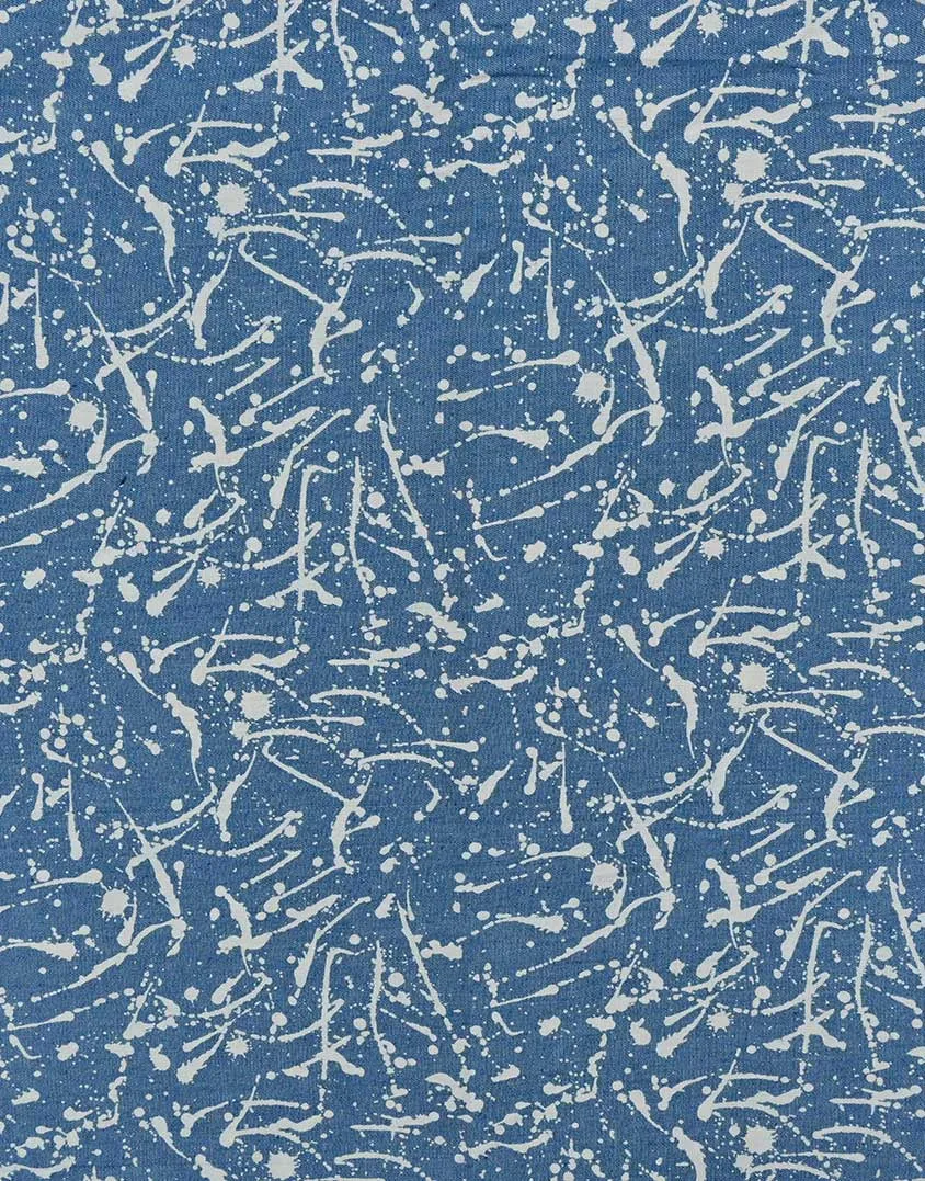 Splashes Jeans Blue Printed Denim Chambray Fabric