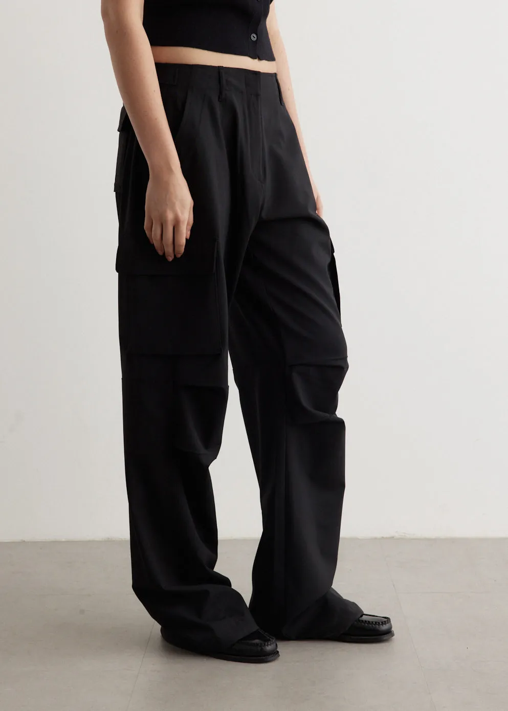 Tailored Wide Leg Cargo Pants