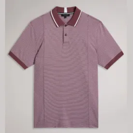 Ted Baker Taigaa Short Sleeve Regular Striped Panelled Polo Maroon