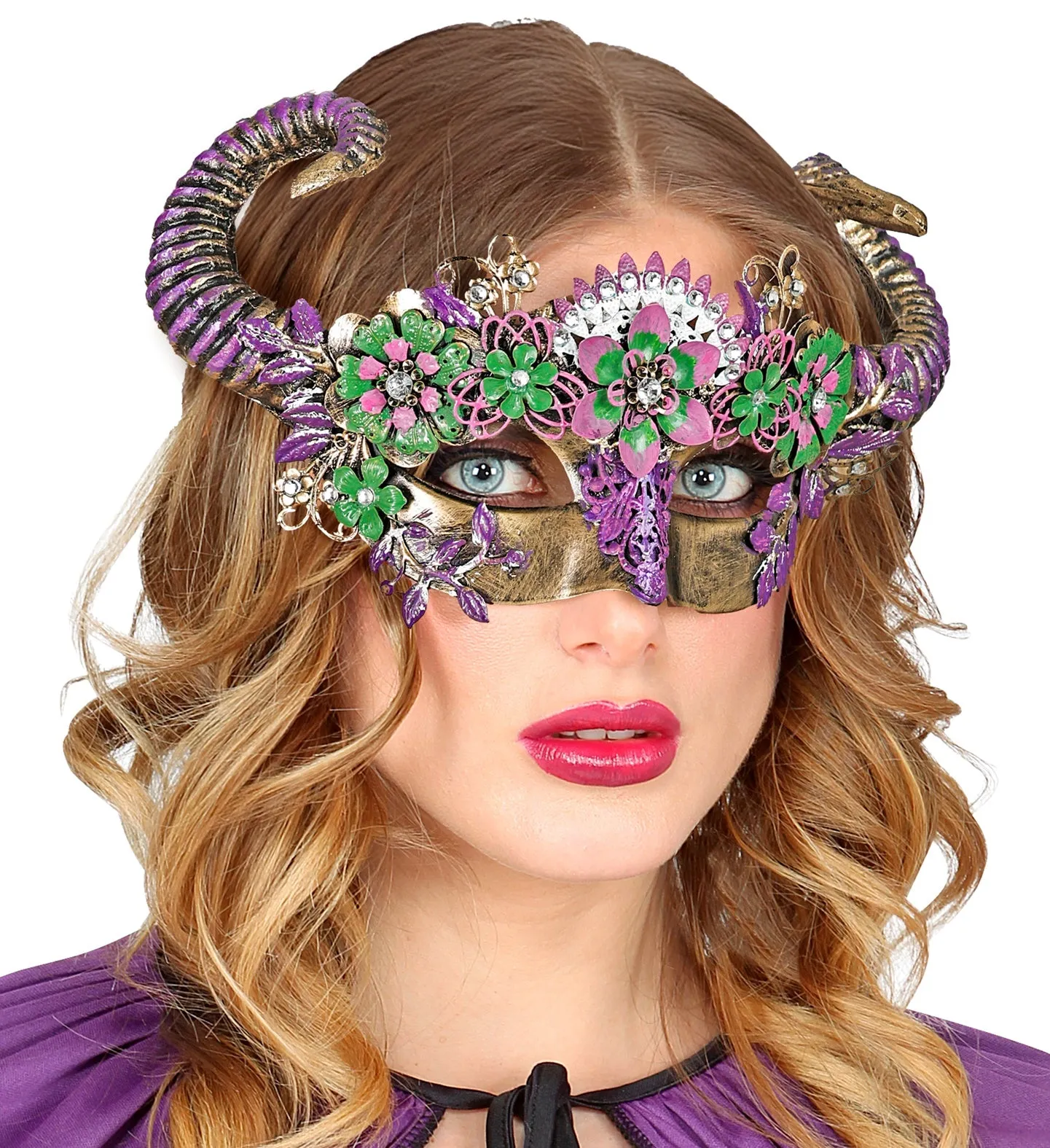 Theatrical Ram Eye-Mask with Flowers