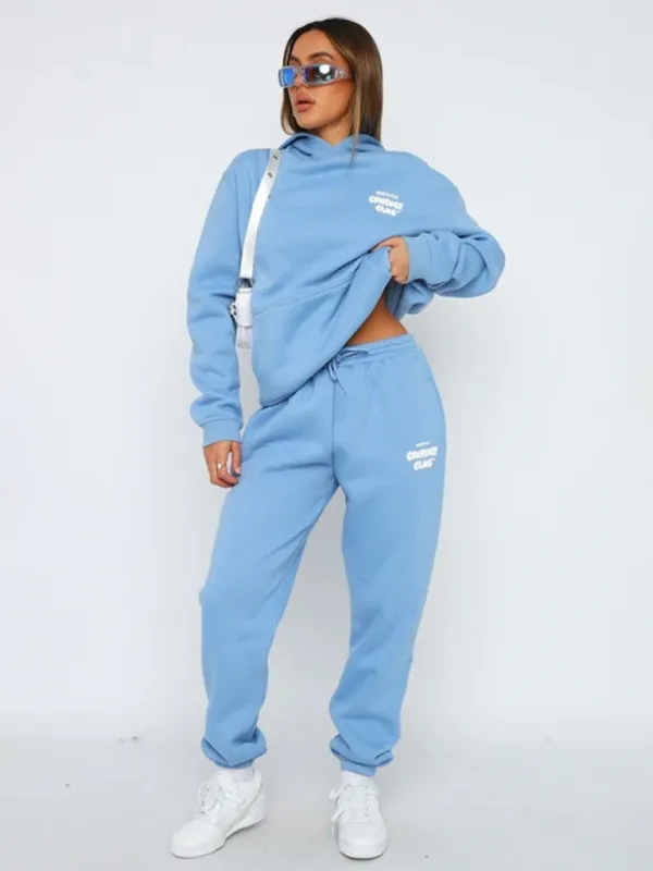 Trendy Sporty Pants & Hoodie Matching Set