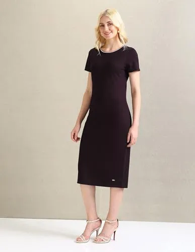 U.S. POLO ASSN. women's Polyester Sheath Midi Casual Dress (UWSS24DRS110_Wine