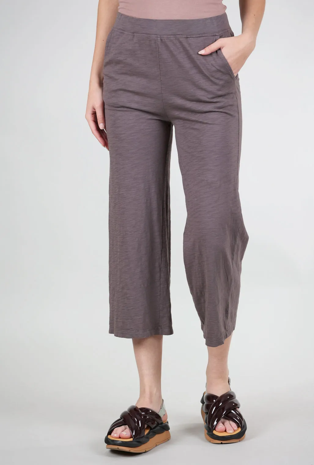 Wide Leg Crop Pants, Dark Pewter