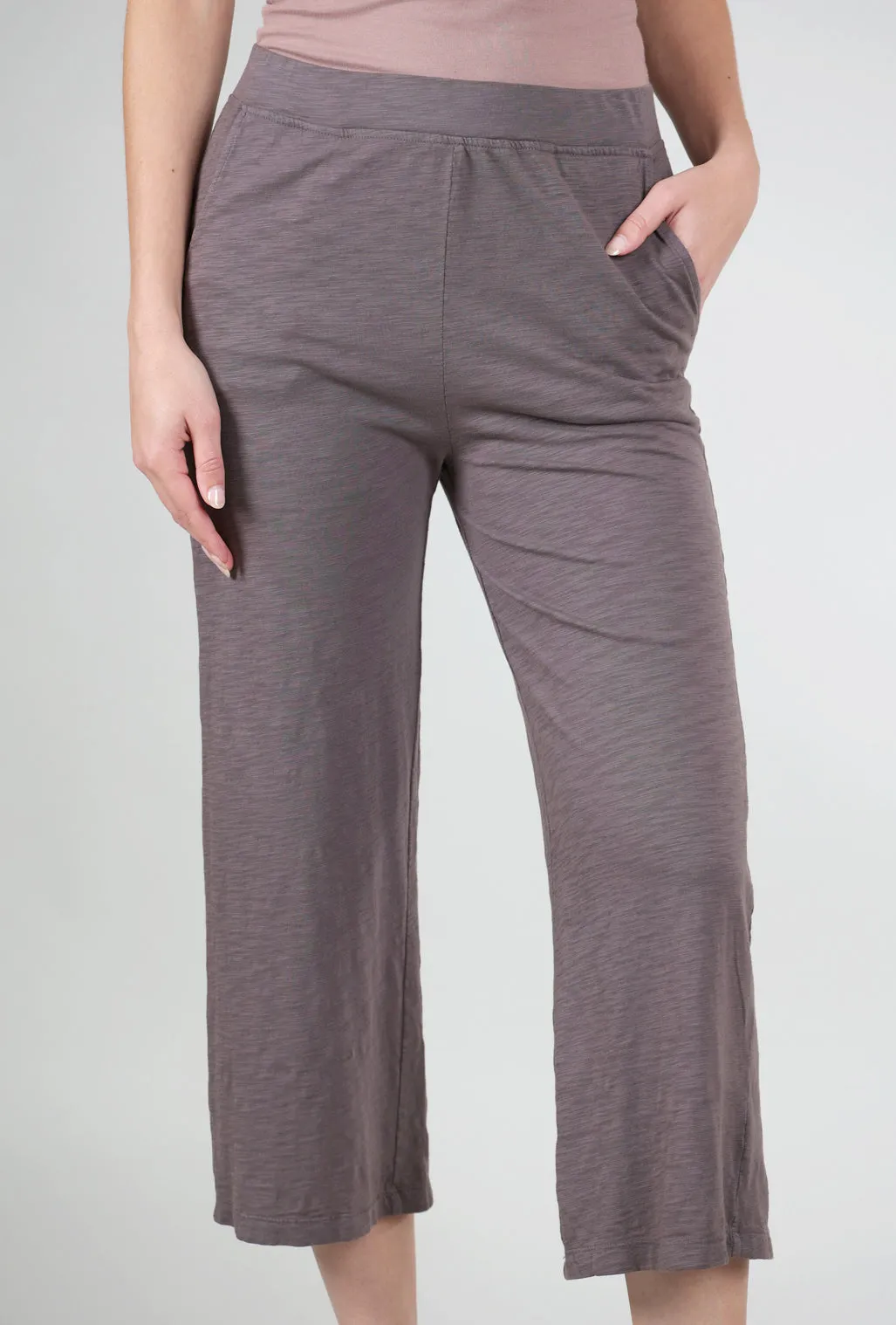 Wide Leg Crop Pants, Dark Pewter