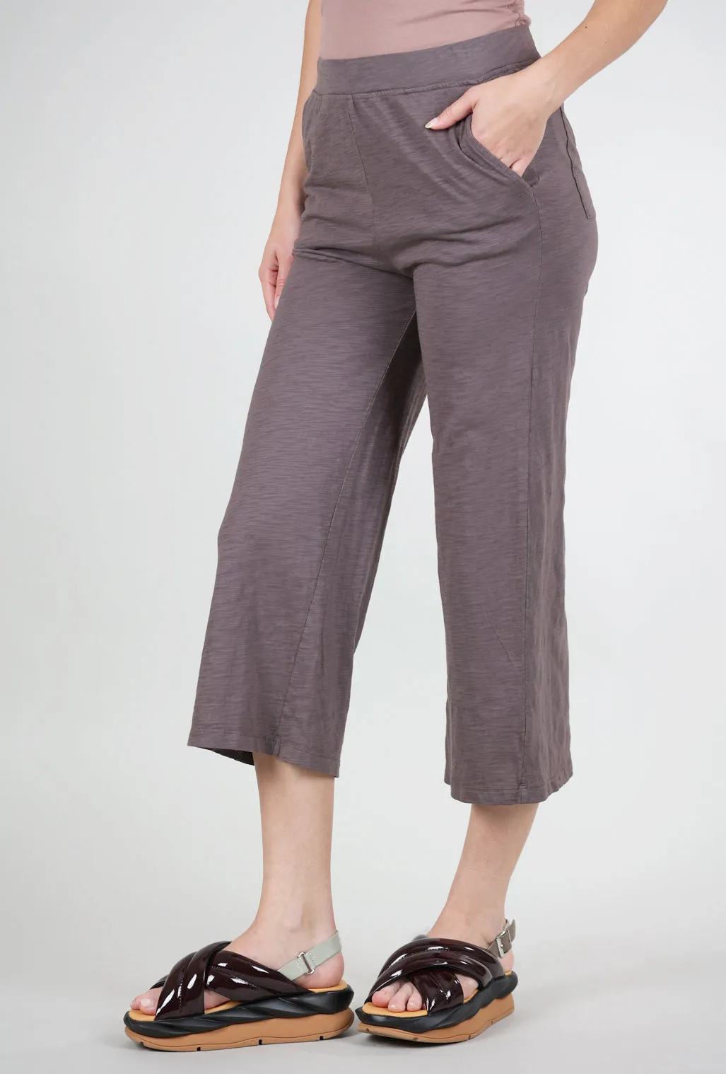 Wide Leg Crop Pants, Dark Pewter