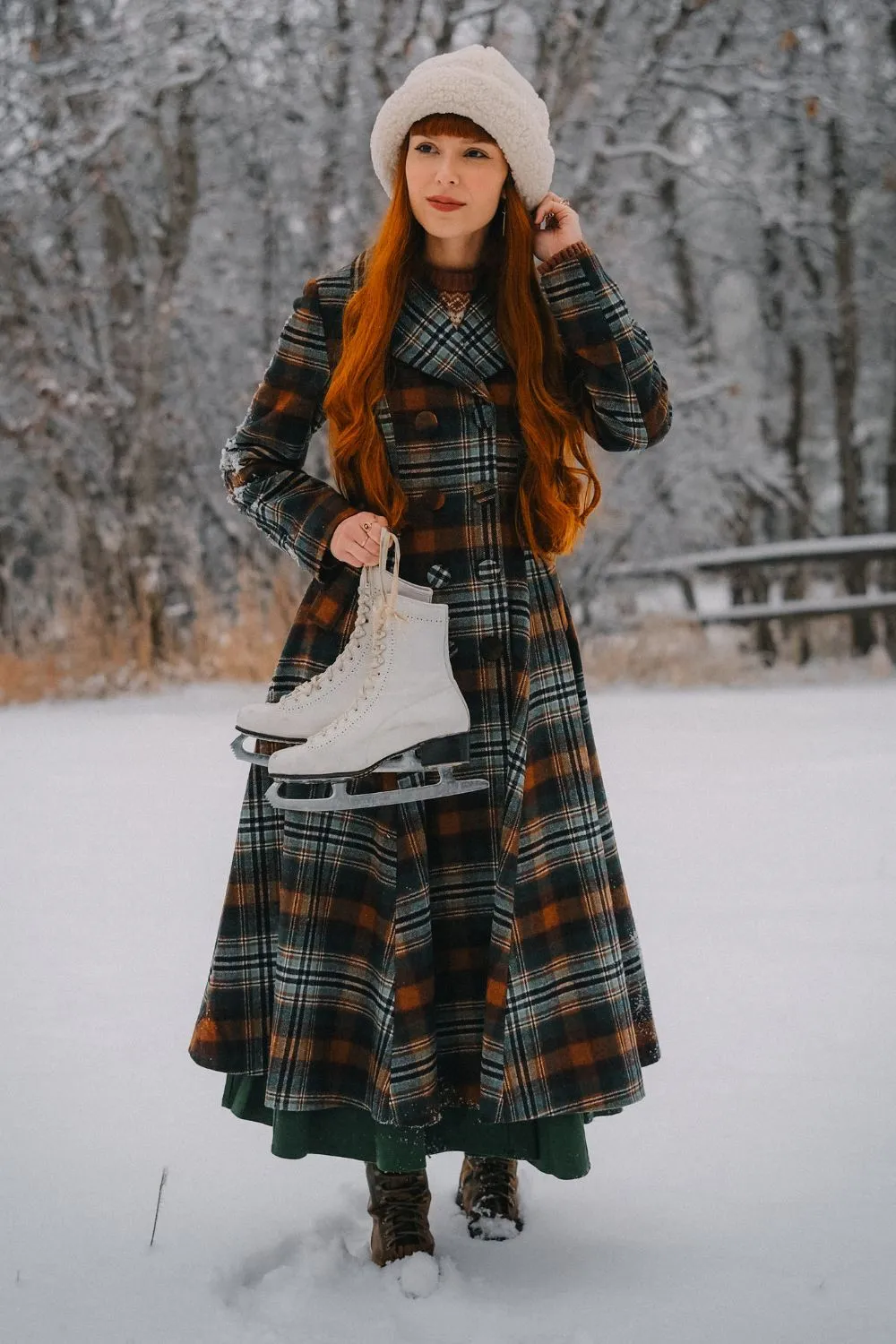 Winter Vintage Plaid Long Wool Coat 4839