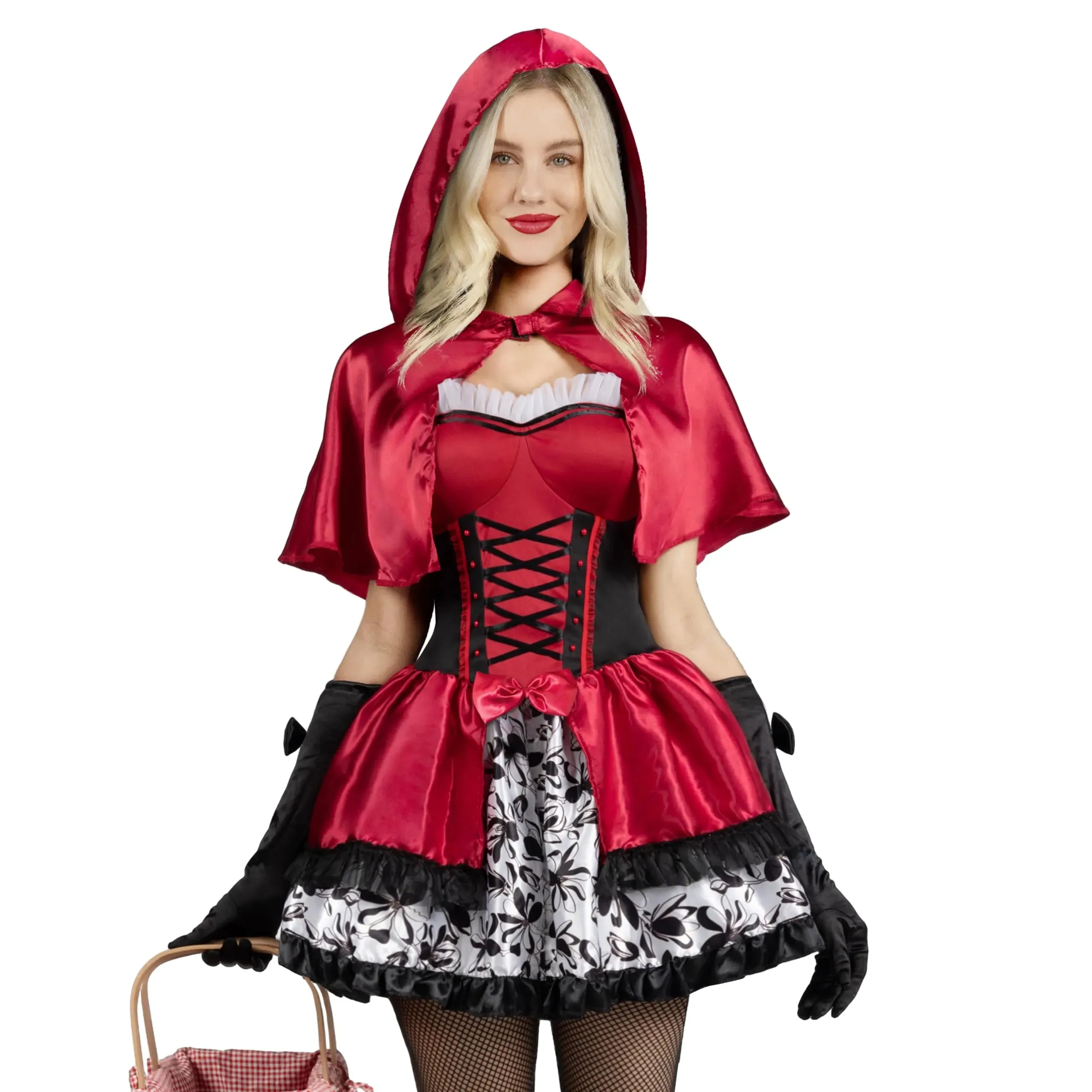 Women Little Red Riding Hood Dress Costume Set