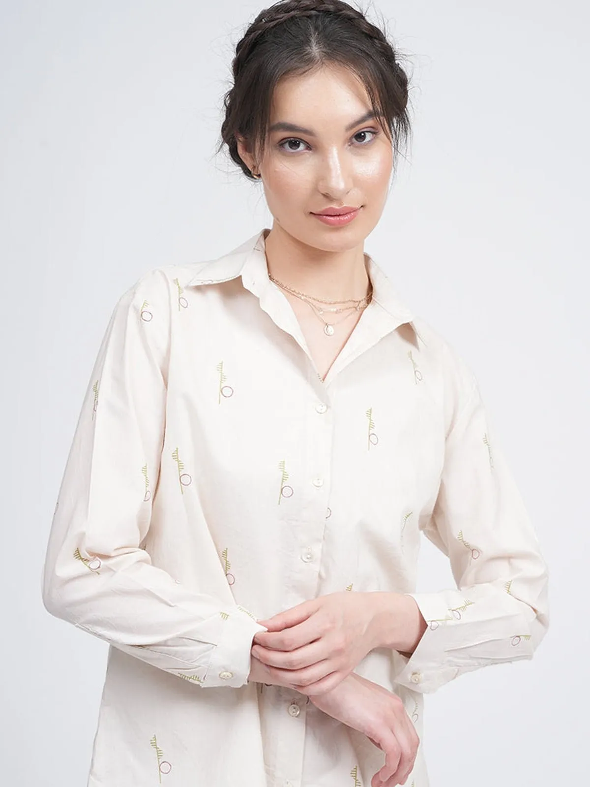 Women Organic Cotton Full Sleeve Button Down Shirt