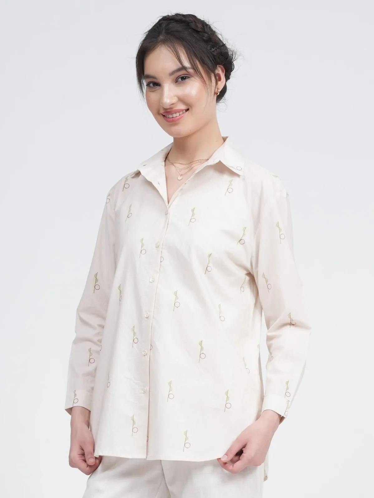 Women Organic Cotton Full Sleeve Button Down Shirt