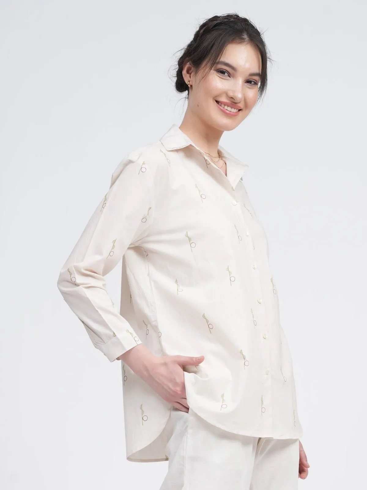 Women Organic Cotton Full Sleeve Button Down Shirt