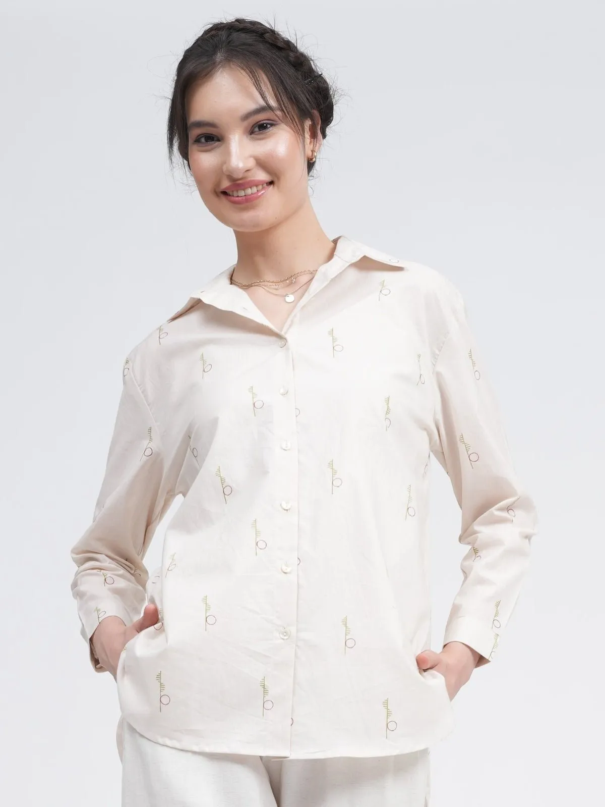 Women Organic Cotton Full Sleeve Button Down Shirt