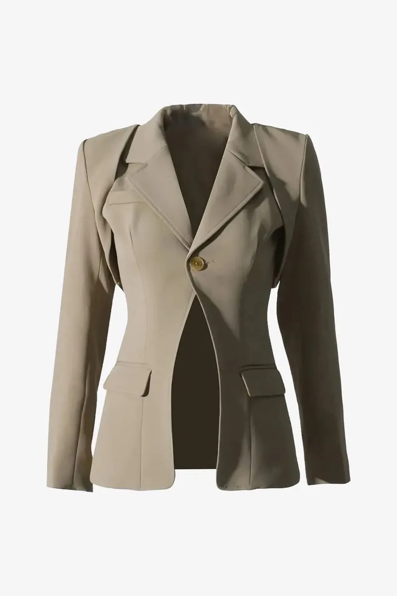 Women's 3 Piece Beige Pants Suit