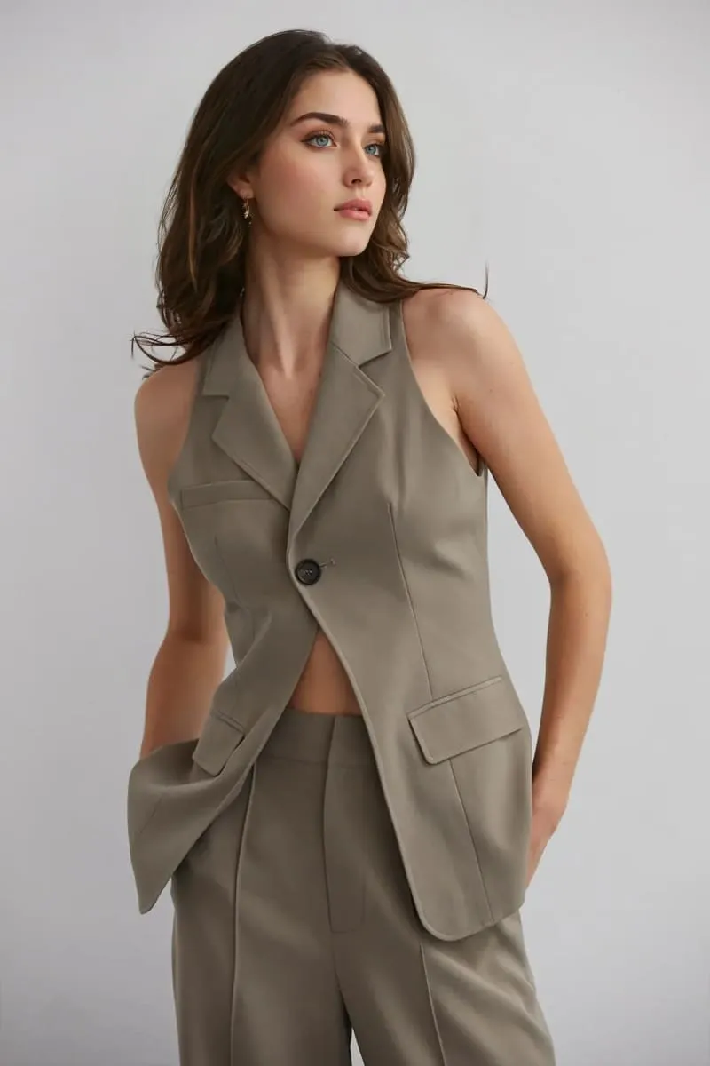 Women's 3 Piece Beige Pants Suit