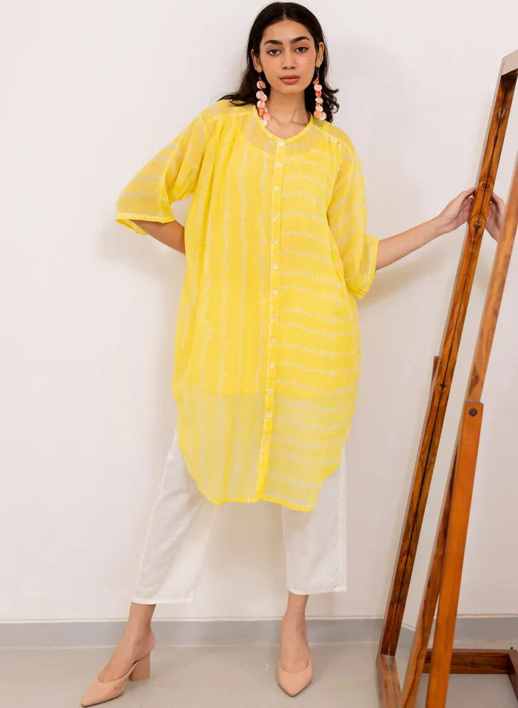 Yellow Bandhej Tunic Set