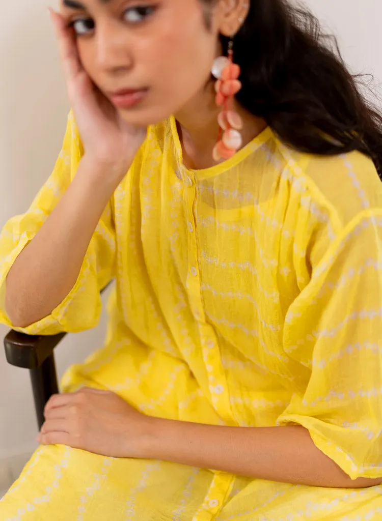 Yellow Bandhej Tunic Set