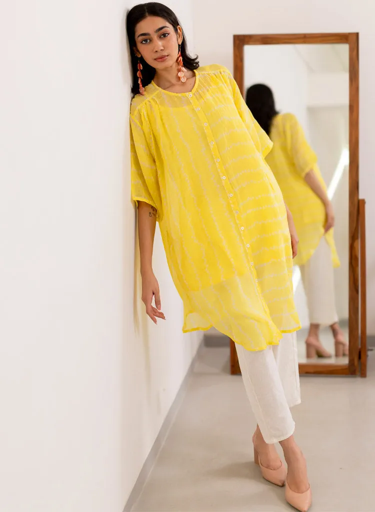 Yellow Bandhej Tunic Set