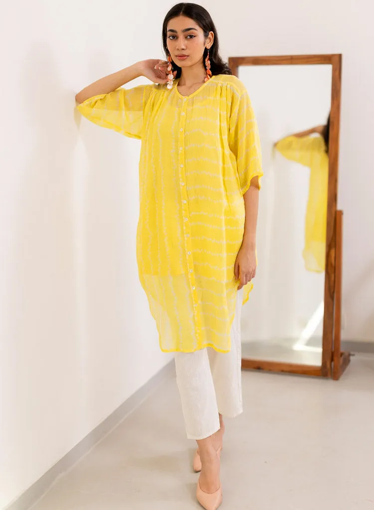 Yellow Bandhej Tunic Set