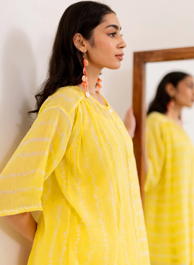 Yellow Bandhej Tunic Set