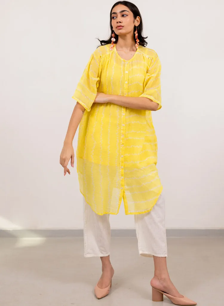 Yellow Bandhej Tunic Set