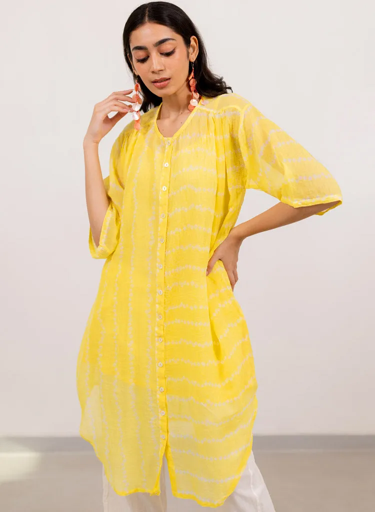 Yellow Bandhej Tunic Set